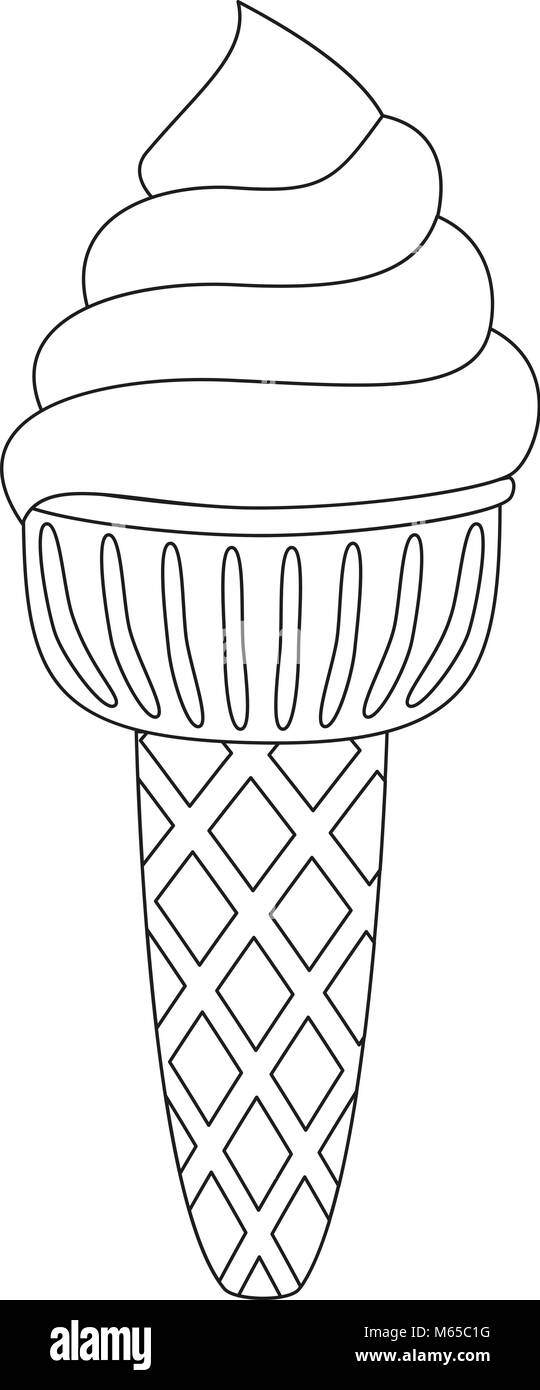Black and white ice cream line art icon. Stock Vector