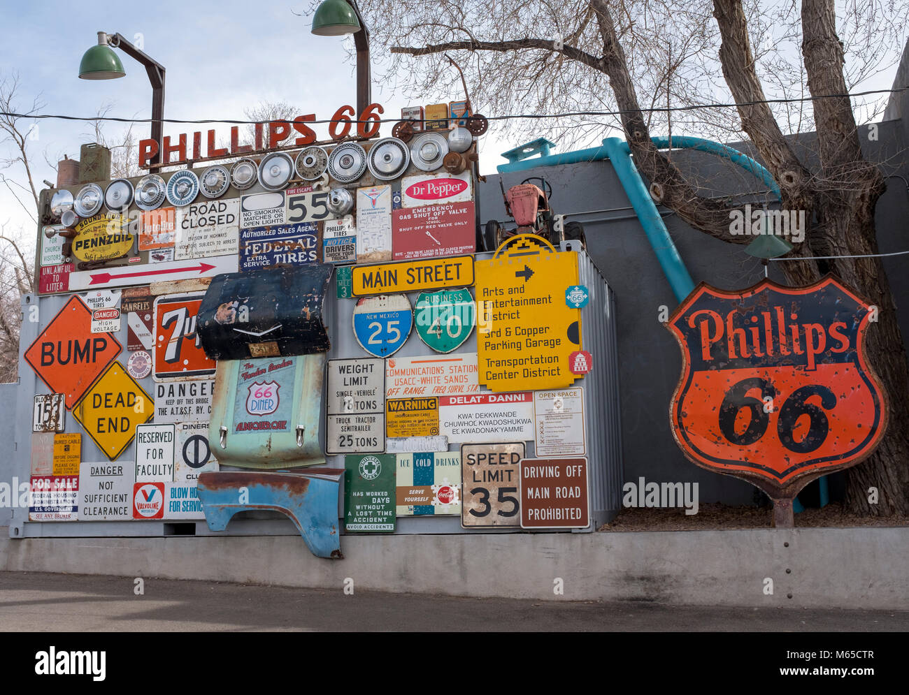 Historic New Mexico U.S 66 Route metal tin sign garage wall art