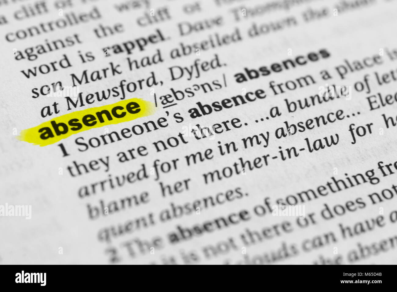 highlighted-english-word-absence-and-its-definition-in-the-dictionary