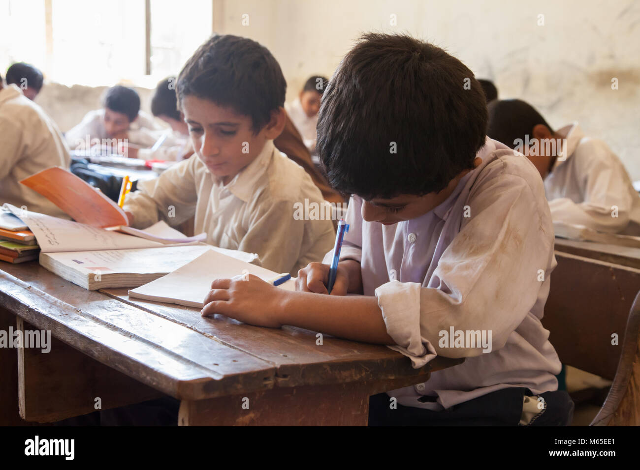 Boys Education in Pakistani Government Schools Stock Photo