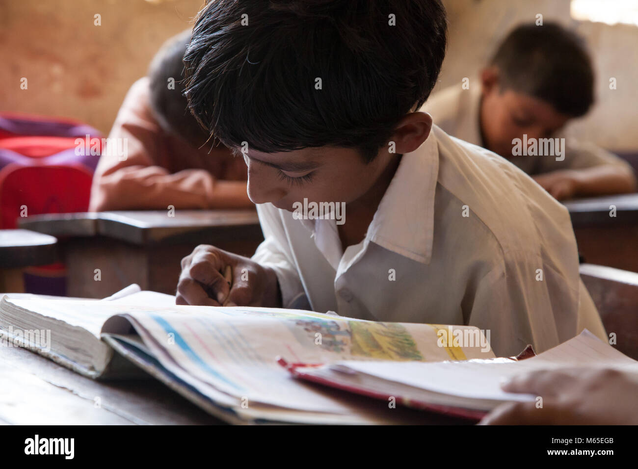 Boys Education in Pakistani Government Schools Stock Photo