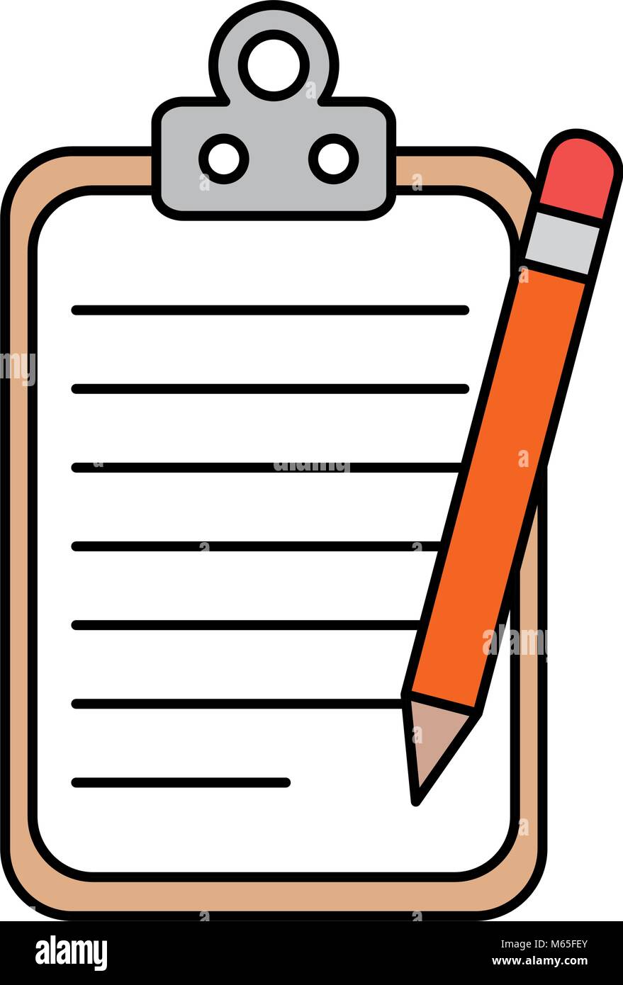 paper clipboard with pencil vector illustration design Stock Vector ...