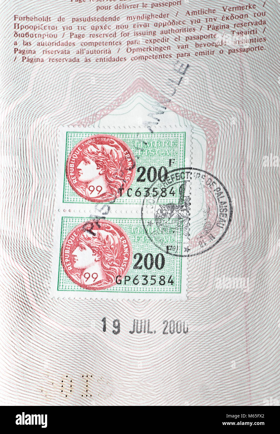 French passport. Visa Stock Photo