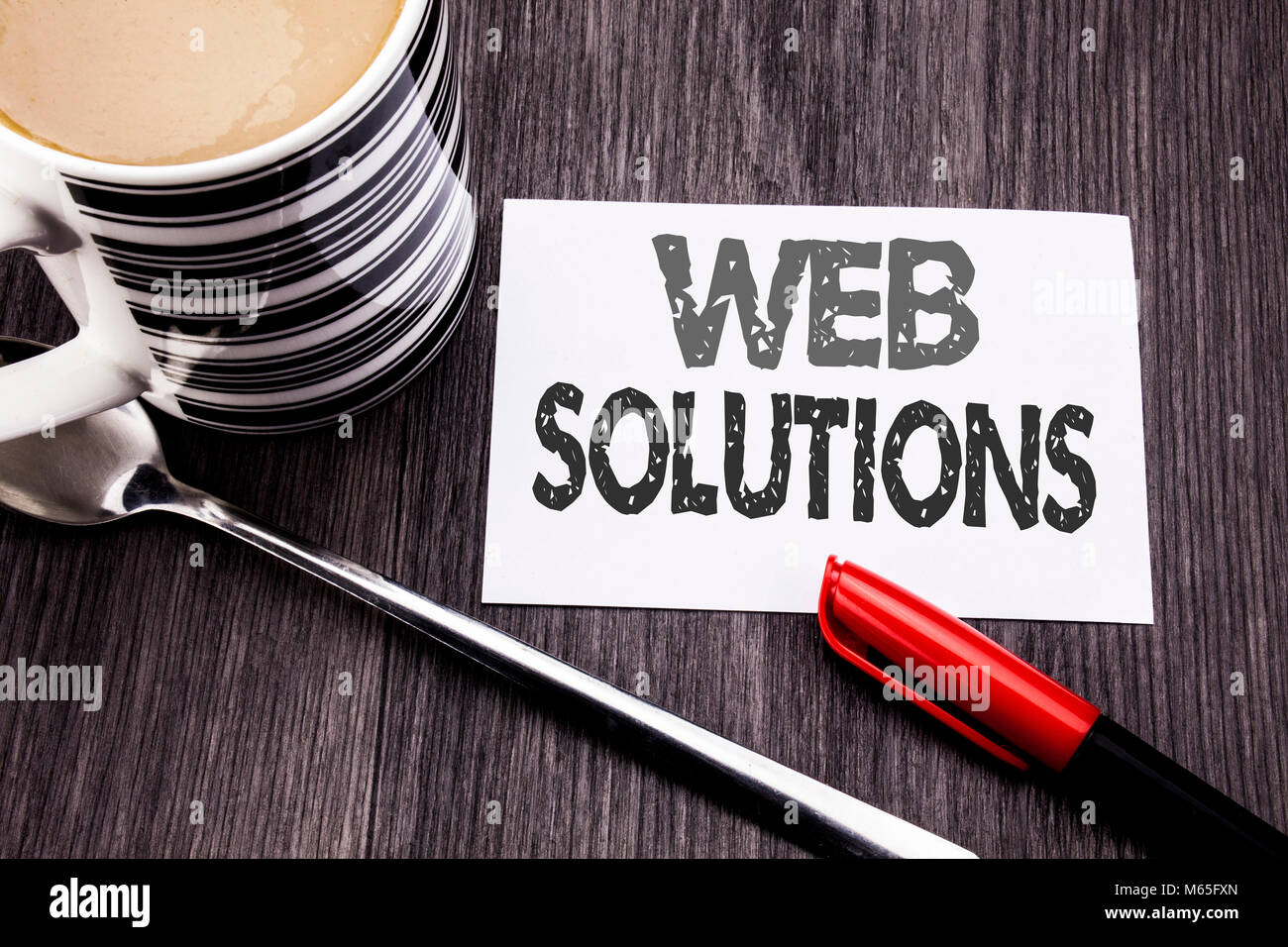 Conceptual hand writing text caption showing Web Solutions. Business ...