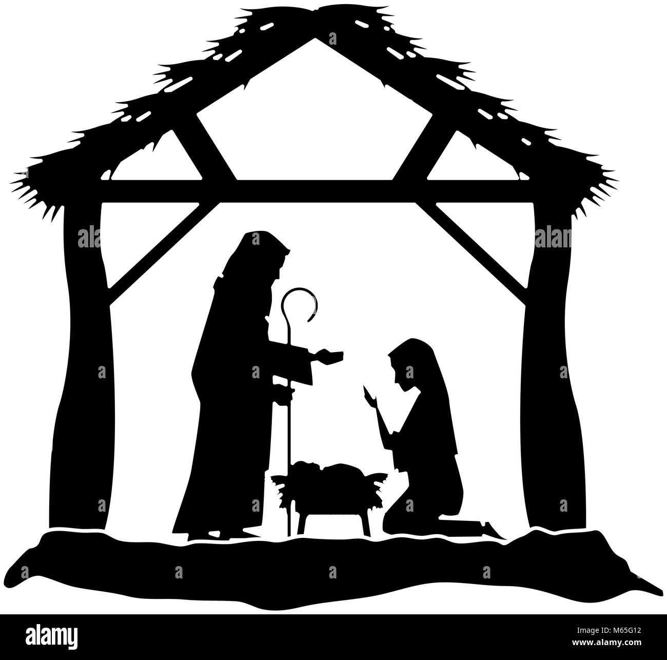 Download holy family silhouette christmas characters Stock Vector ...