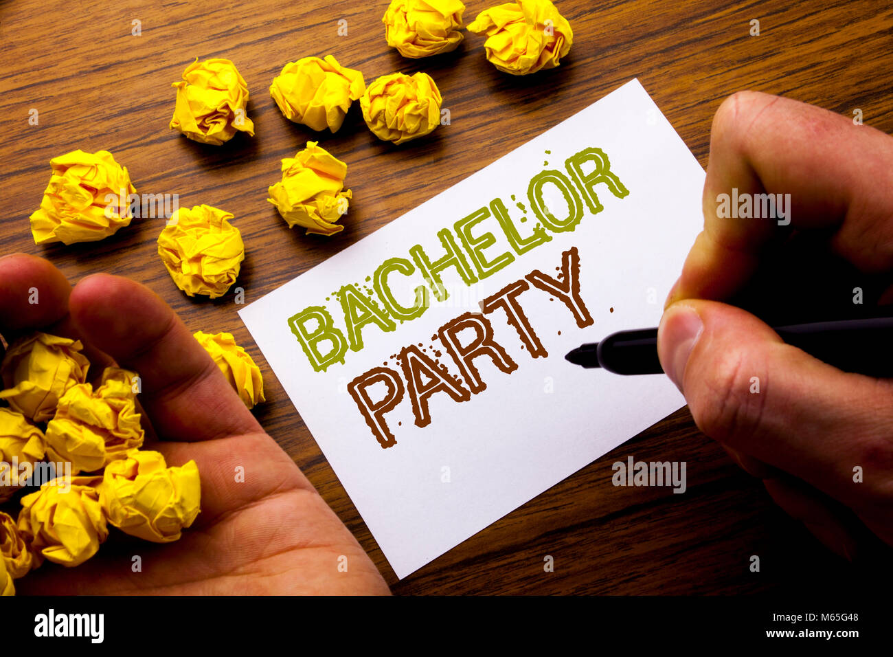 Word, writing Bachelor Party. Concept for Stag Fun Celebrate written on notebook note paper on