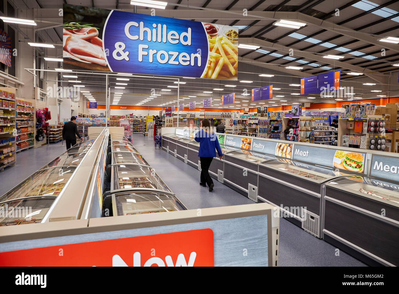 B&M stores launch and new frozen food department at their Edge Lane store in Liverpool Stock Photo