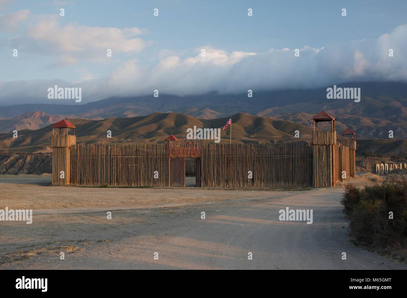 Sets of the Fort Bravo Texas Hollywood film location, Tabernas Spain. Stock Photo