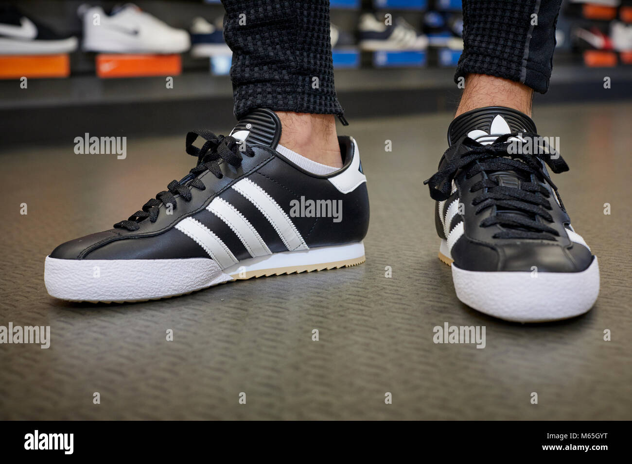Adidas classic retro Samba trainers Stock Photo - Alamy