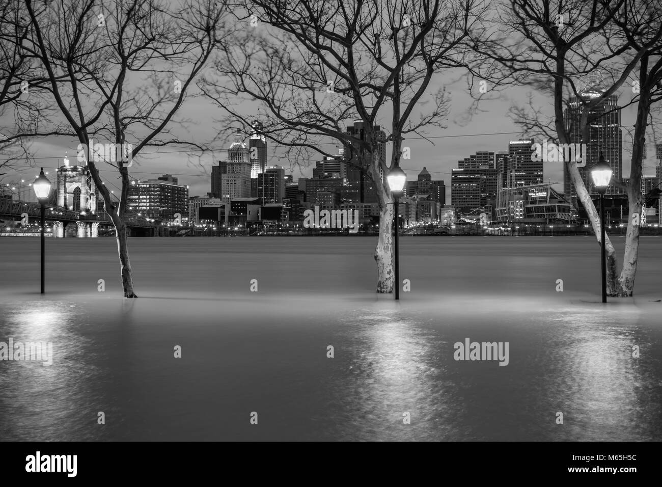 Cincinnati Ohio River Flood of 2018 Stock Photo