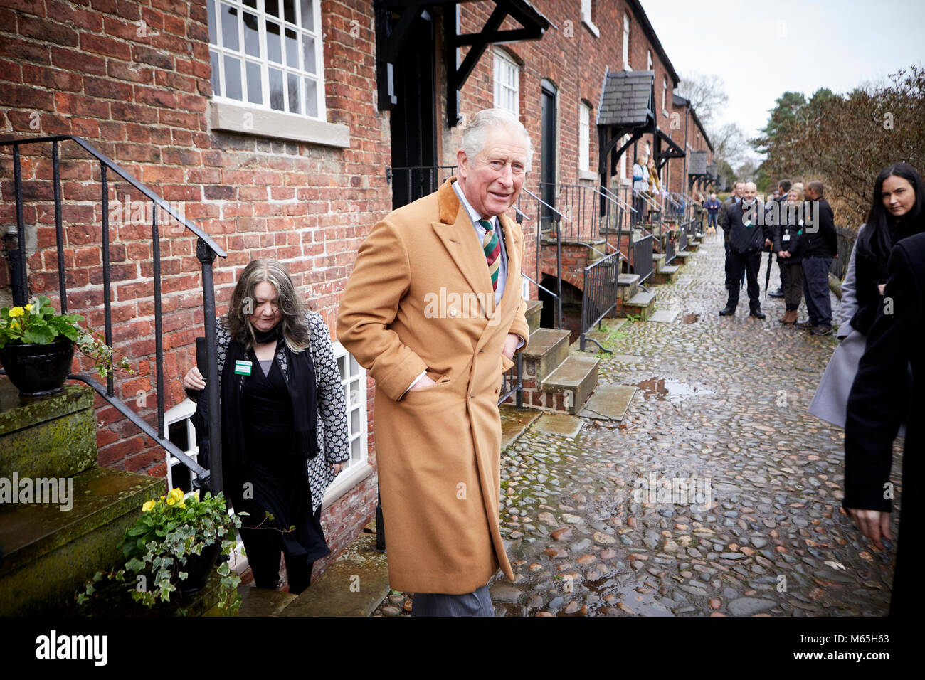 HRH Prince Charles of Wales visit to Quarry Bank Mill and the Styal area. Stock Photo