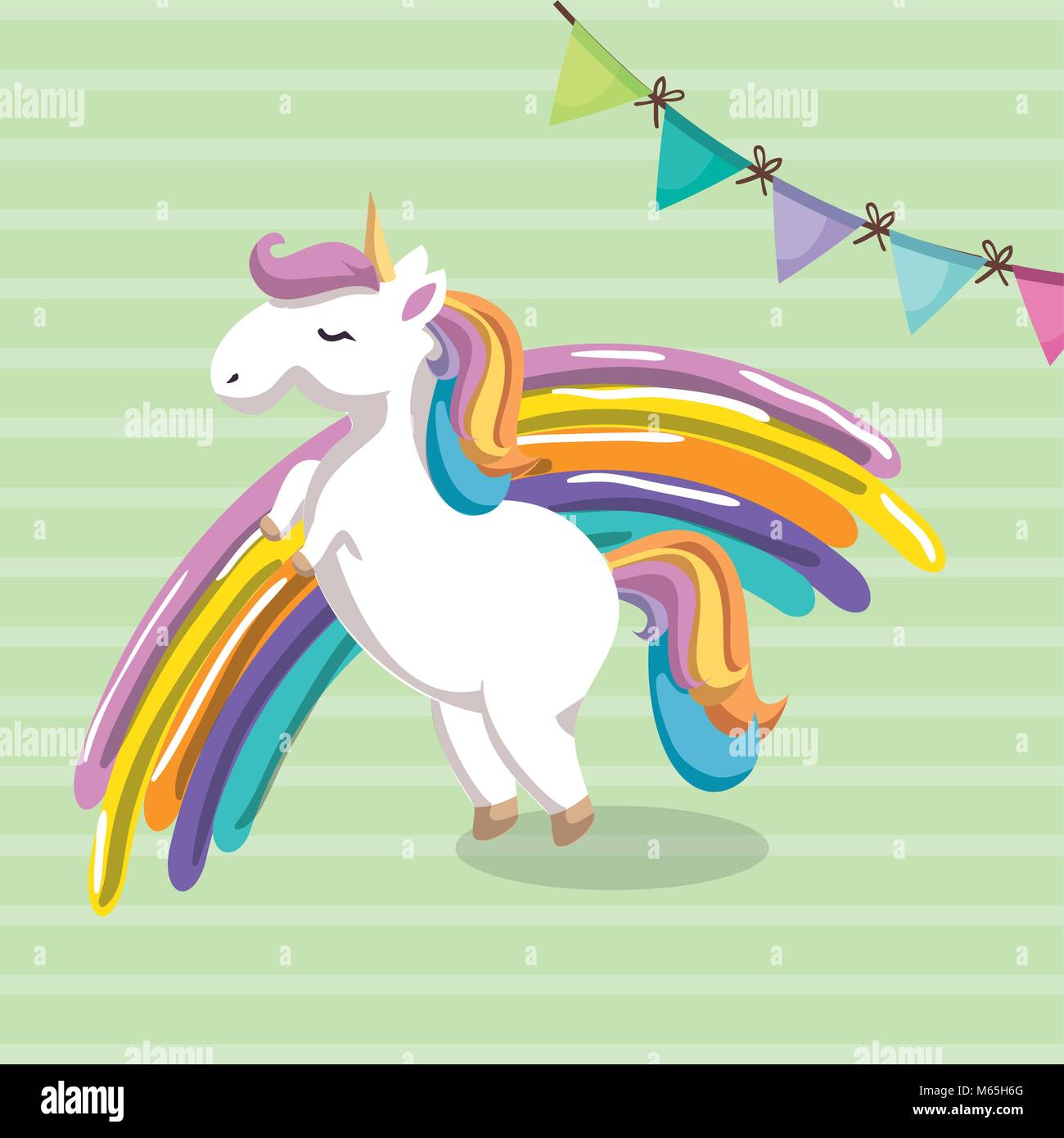 Cute Unicorn With Rainbow Kawaii Character Birthday Card Cute Unicorn With Rainbow Kawaii Character Birthday Card