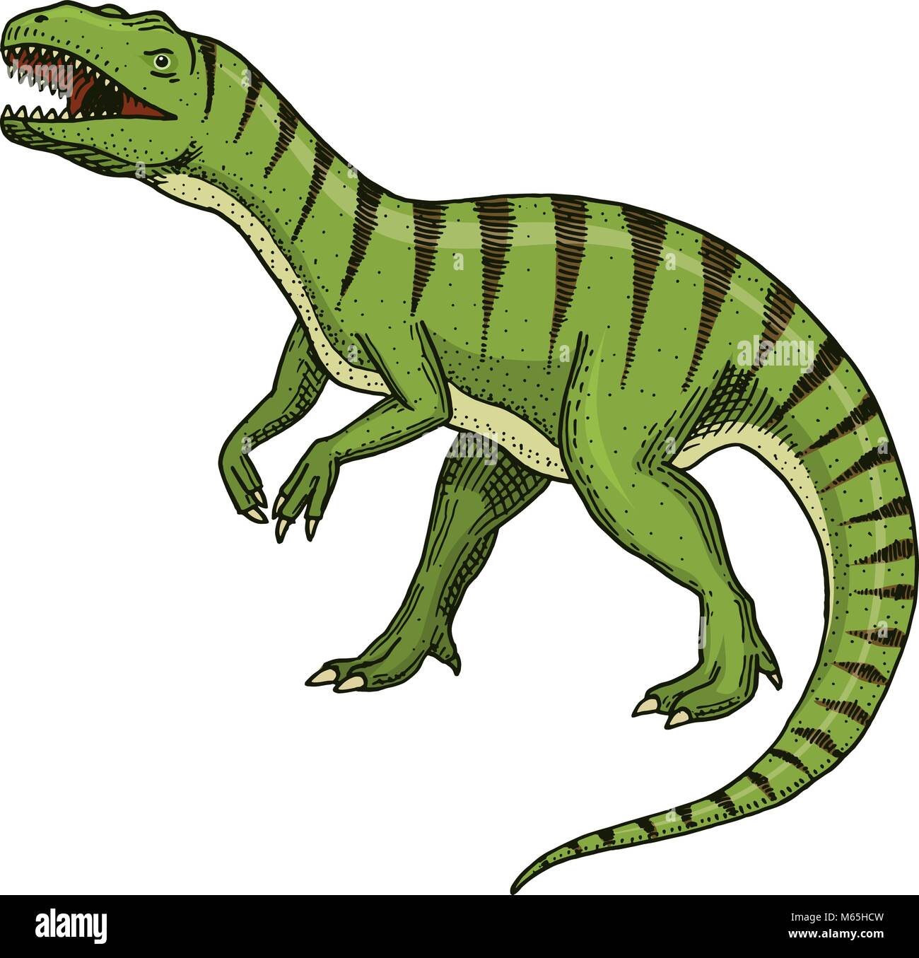 Close-up of a menacing Megalosaurus. Megalosaurus was a large carnivorous  theropod dinosaur that lived in the Jurassic Period of Europe Poster Print  