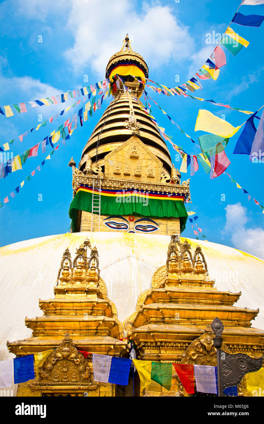 Stupa in Swayambhunath Monkey temple , Kathmandu, Nepal Stock Photo - Alamy