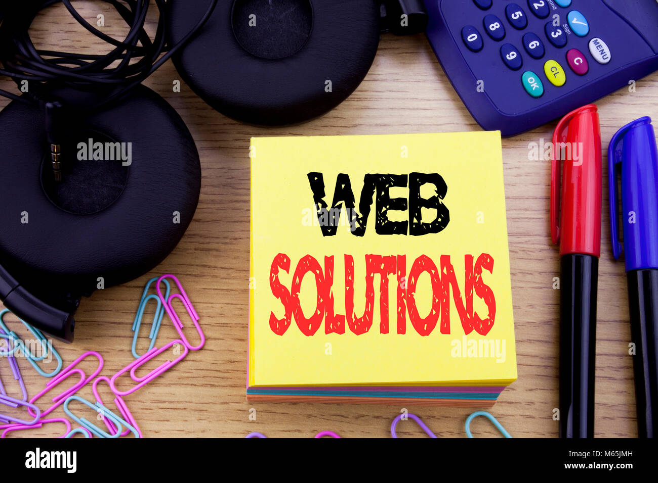 Word, writing Web Solutions. Business concept for Internet Design Plan ...