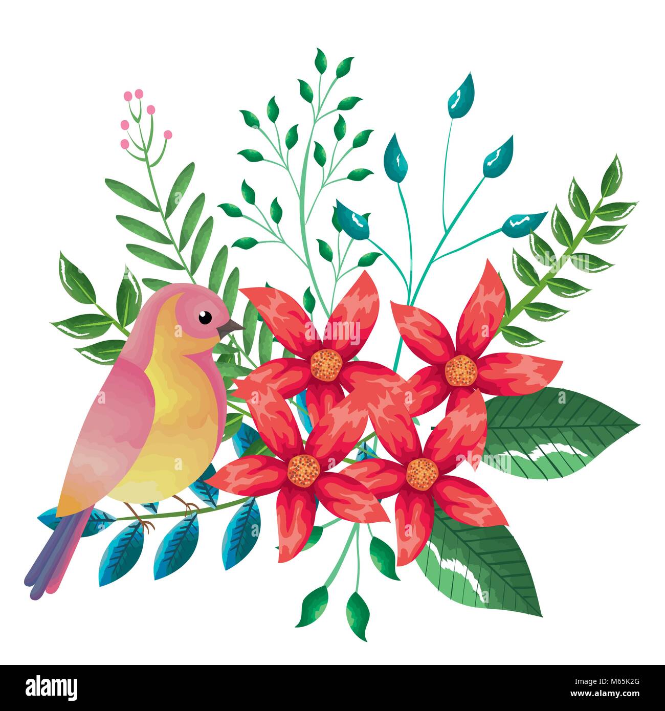 floral decoration and bird vintage style Stock Vector Image & Art - Alamy