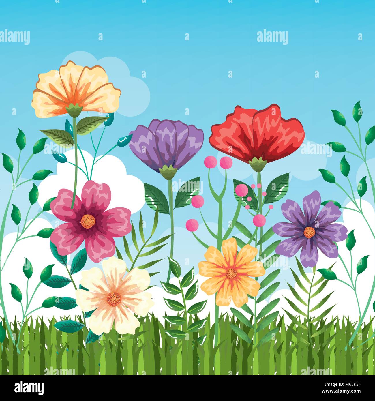 set floral garden scene Stock Vector Image & Art - Alamy