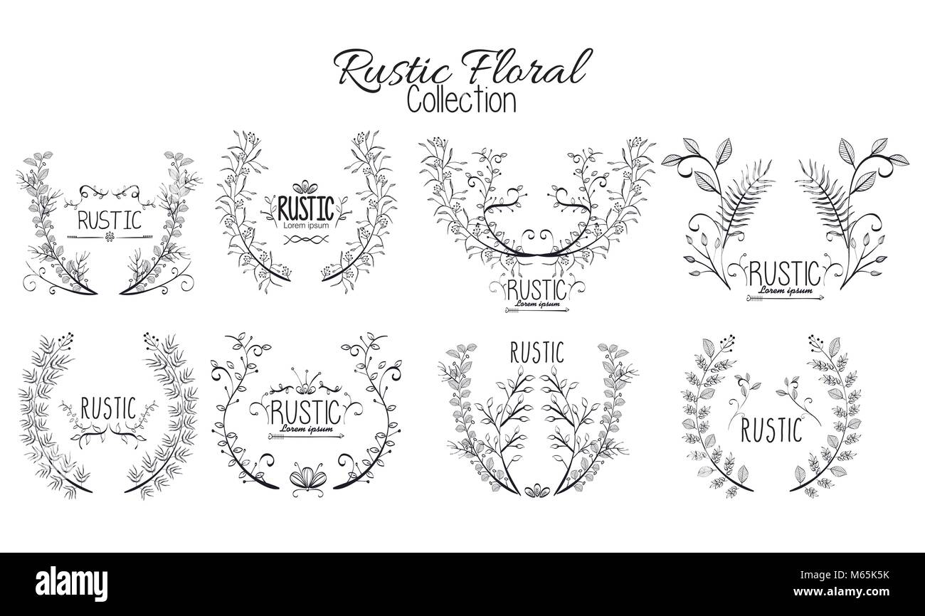 rustic set wreaths icons Stock Vector Image & Art - Alamy