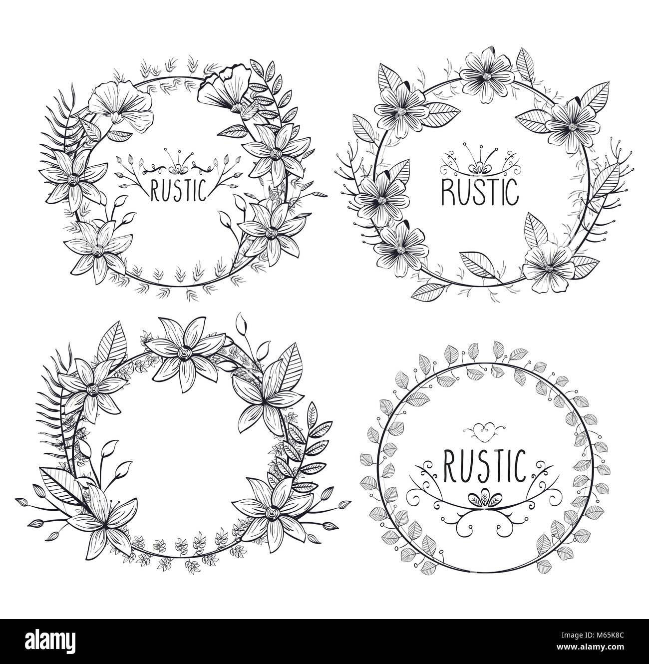 rustic set wreaths icons Stock Vector Image & Art - Alamy