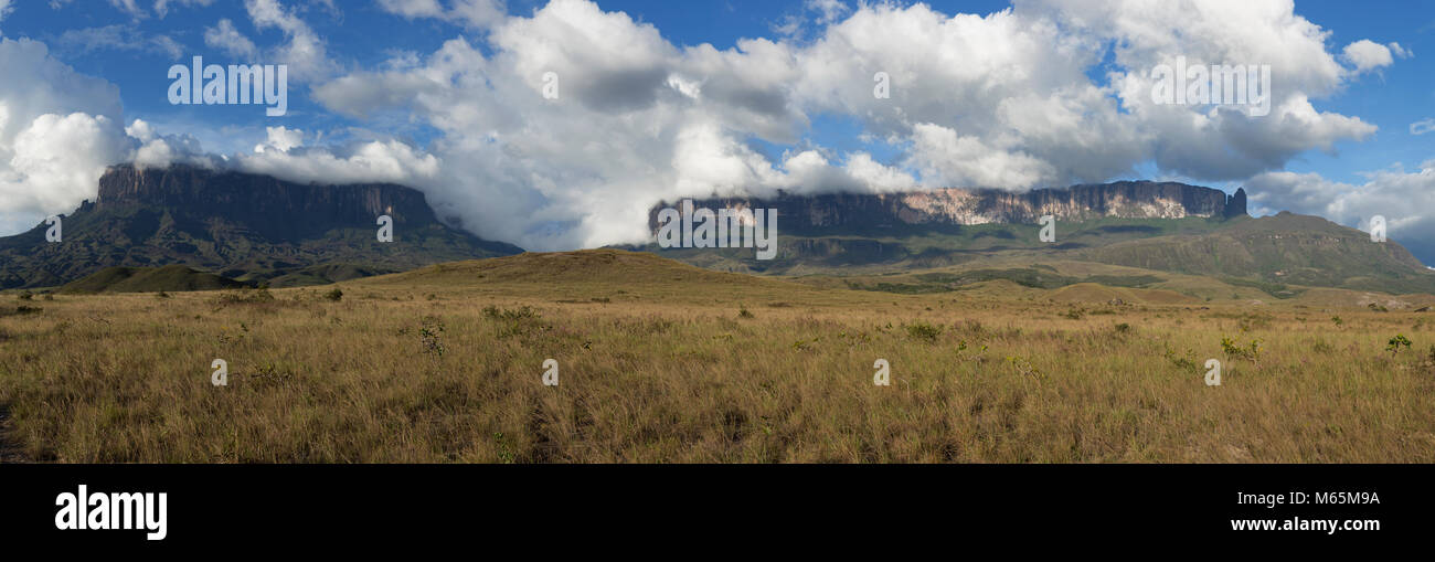 Mount Roraima and Kukenan Tepui, Canaima National Park. Stock Photo