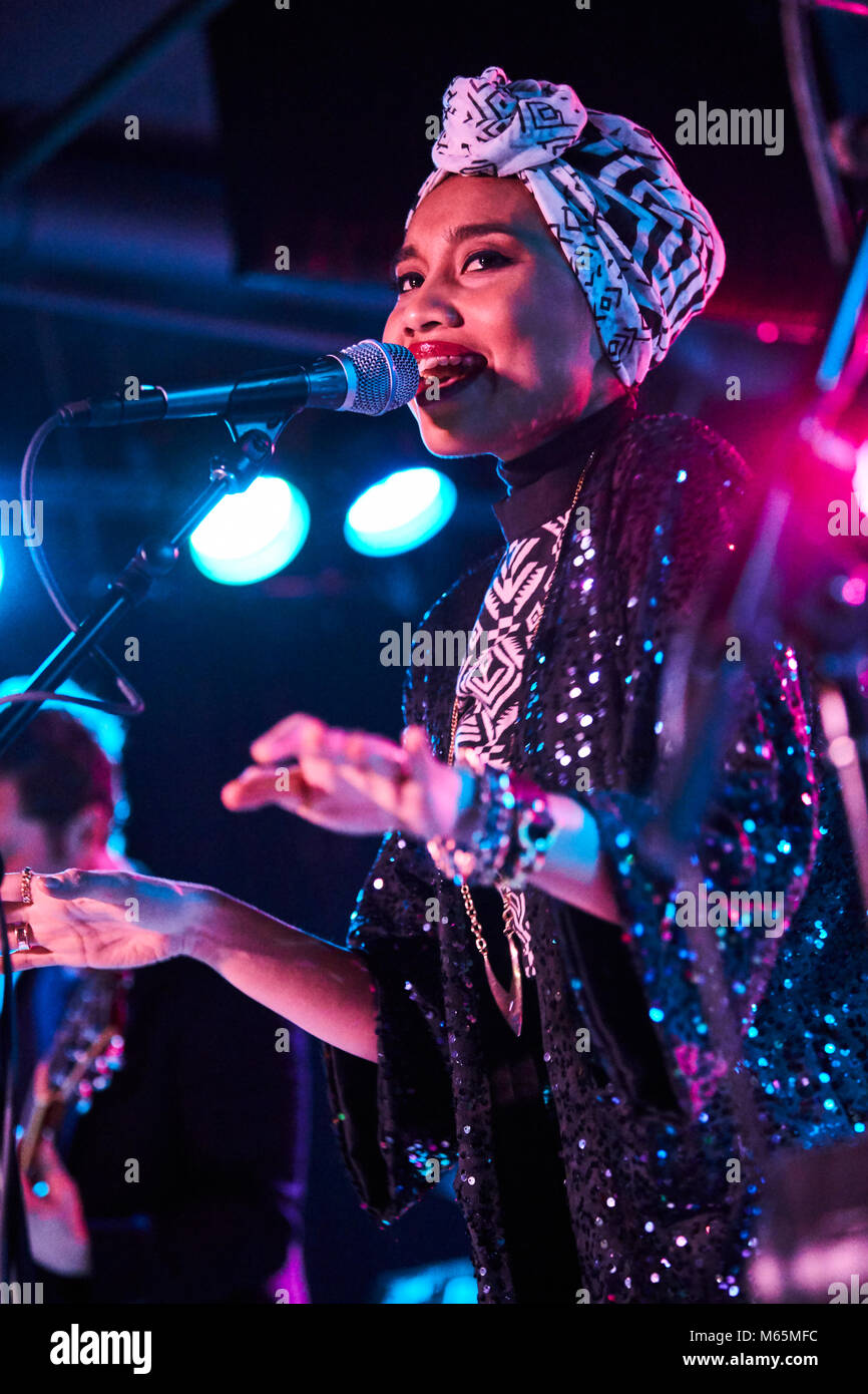 Yuna, Yunalis binti Mat Zara'ai, malaysian musician singer songwriter artist performing at U Street Music Hall. Washington, D.C. February 5, 2014 Stock Photo