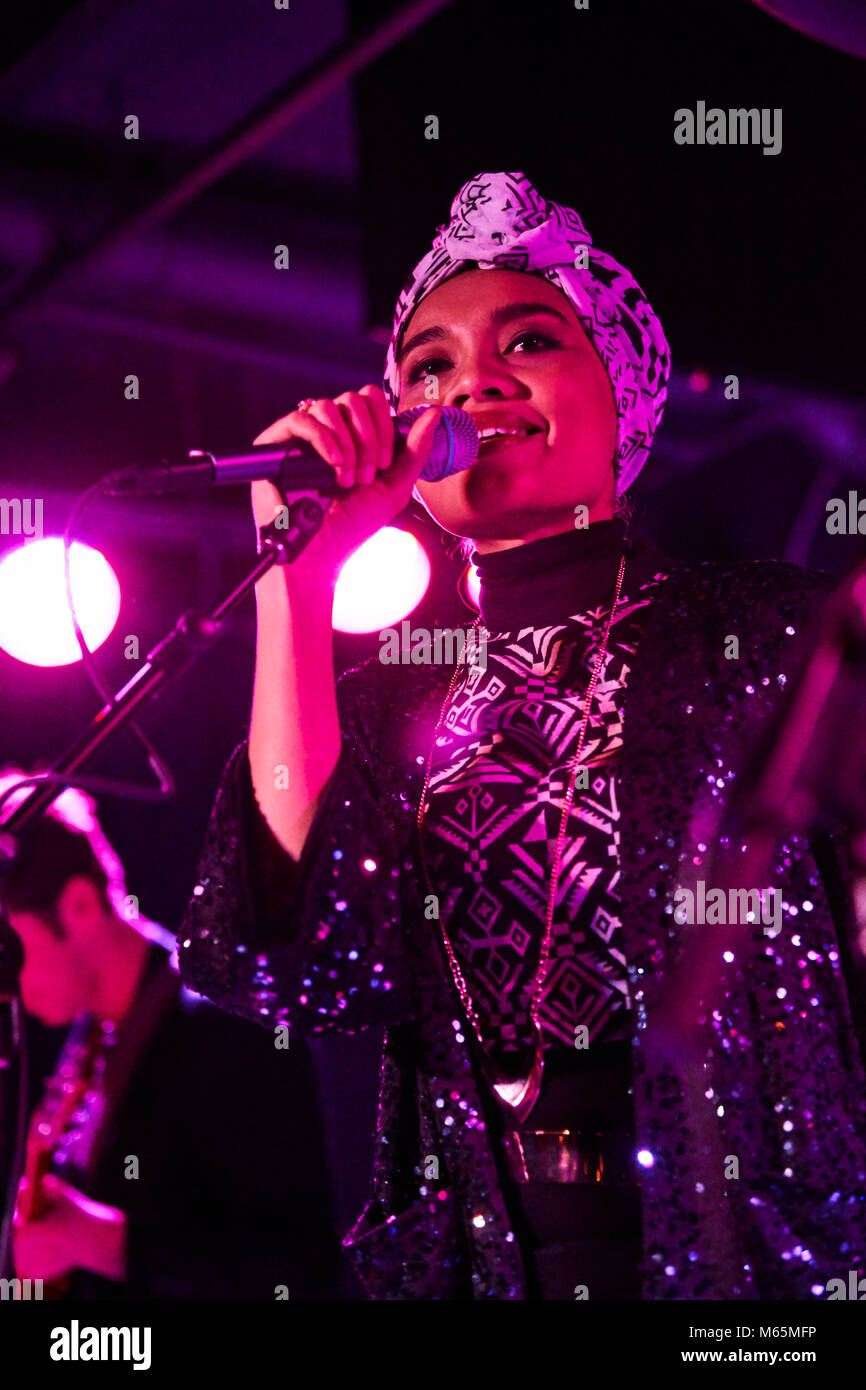 Yuna, Yunalis binti Mat Zara'ai, malaysian musician singer songwriter artist performing at U Street Music Hall. Washington, D.C. February 5, 2014 Stock Photo