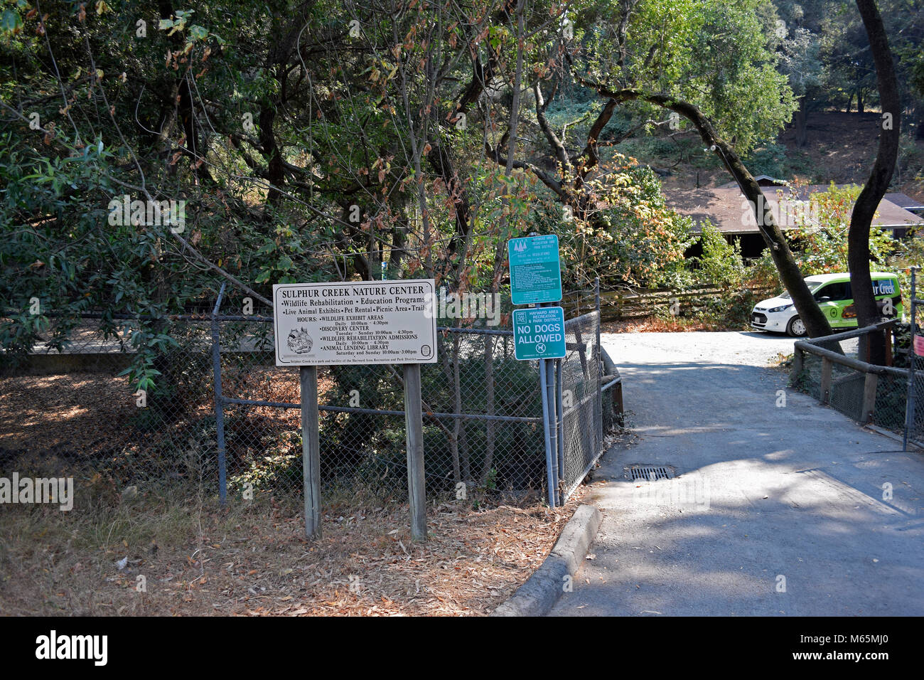 Sulphur Creek Nature center entrance sign Hayward, California Stock
