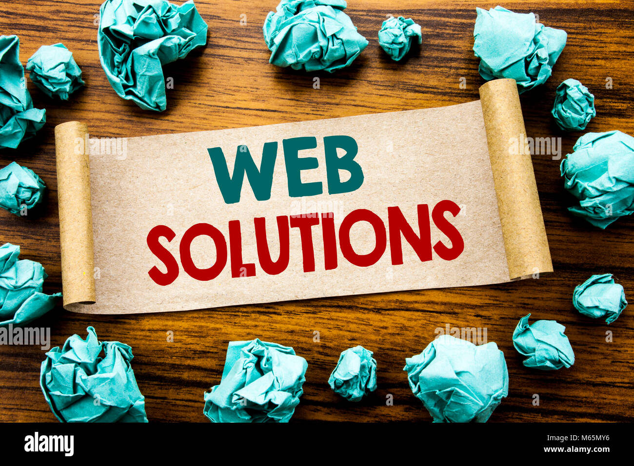 Word, writing Web Solutions. Business concept for Internet Design Plan ...