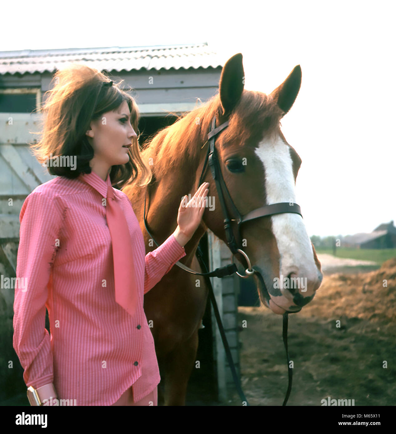 SANDIE SHAW UK pop singer at a stables near Birmingham in May 1967.         Photo: Tony Gale Stock Photo