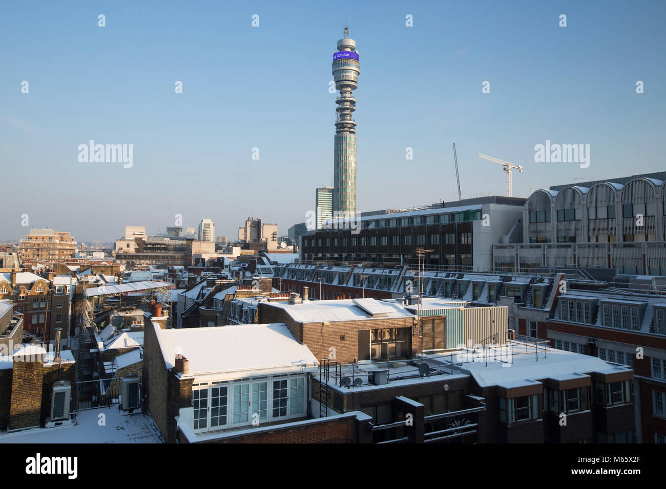 'Beast from the East' artic weather hits West End, London, as BRITAIN is being buffeted by icy Siberian winds and heavy snow showers. Stock Photo