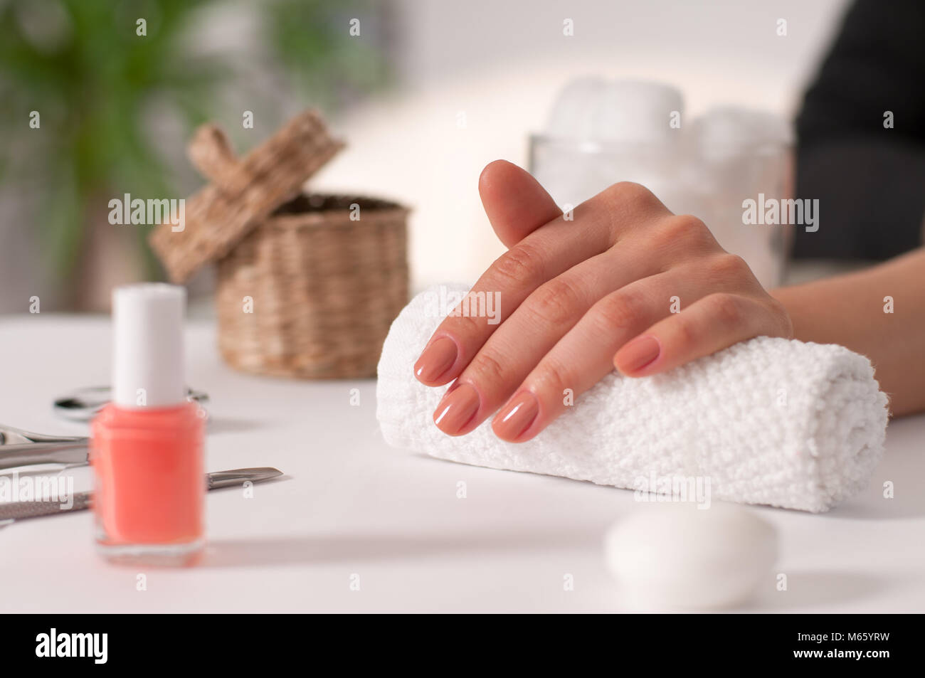 Manicure Concept Beautiful Woman S Hands In The Spa Nail Salon Stock Photo Alamy