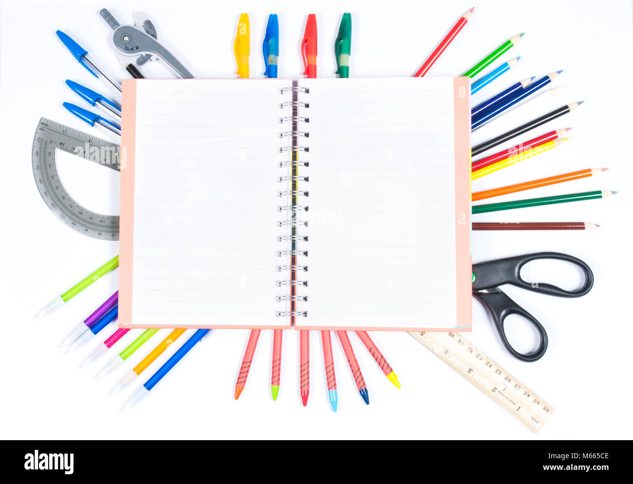 School supplies on white background. Back to school Stock Photo - Alamy