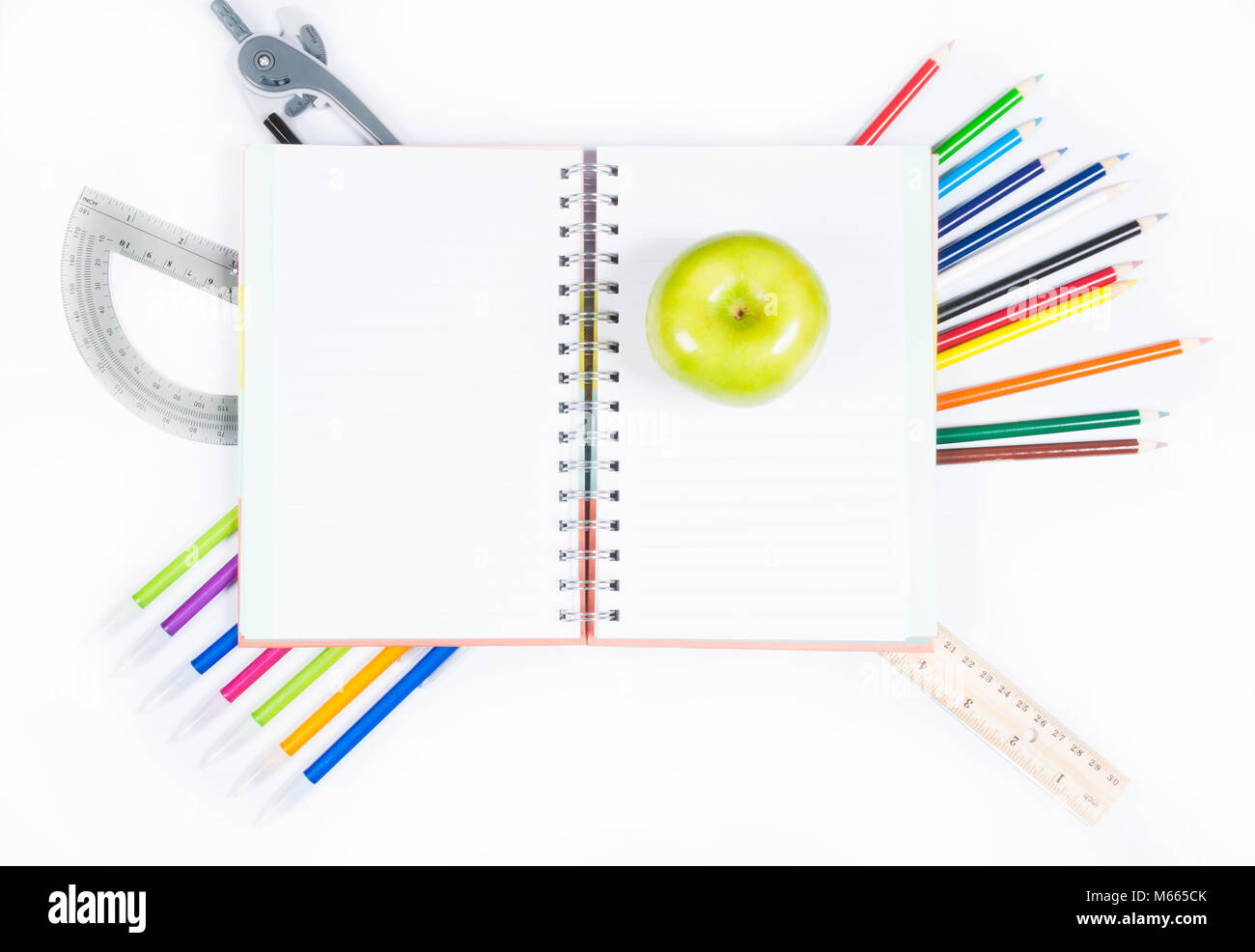 School supplies on white background. Back to school Stock Photo - Alamy