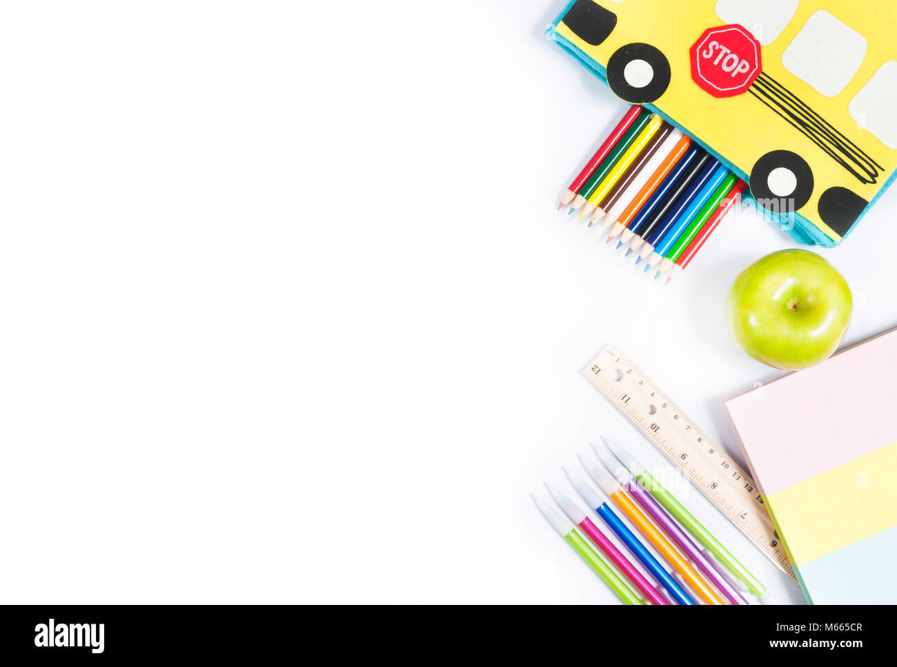 School supplies on white background. Back to school Stock Photo - Alamy