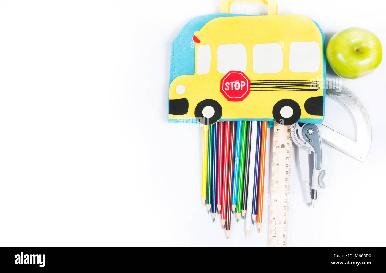 School supplies on white background. Back to school Stock Photo - Alamy
