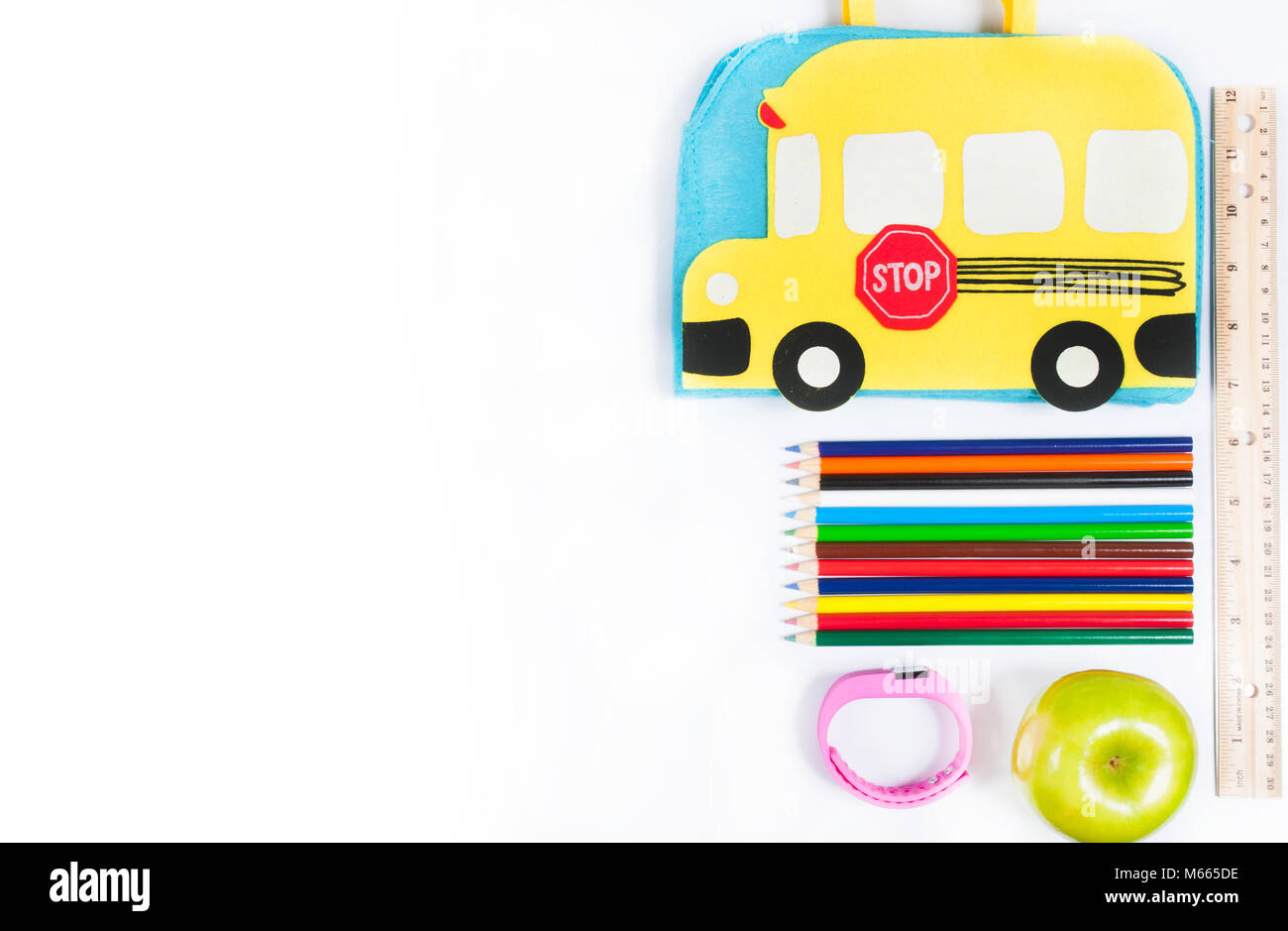 School supplies on white background. Back to school Stock Photo - Alamy