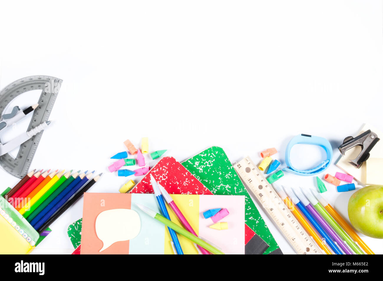 School supplies on white background. Back to school Stock Photo - Alamy