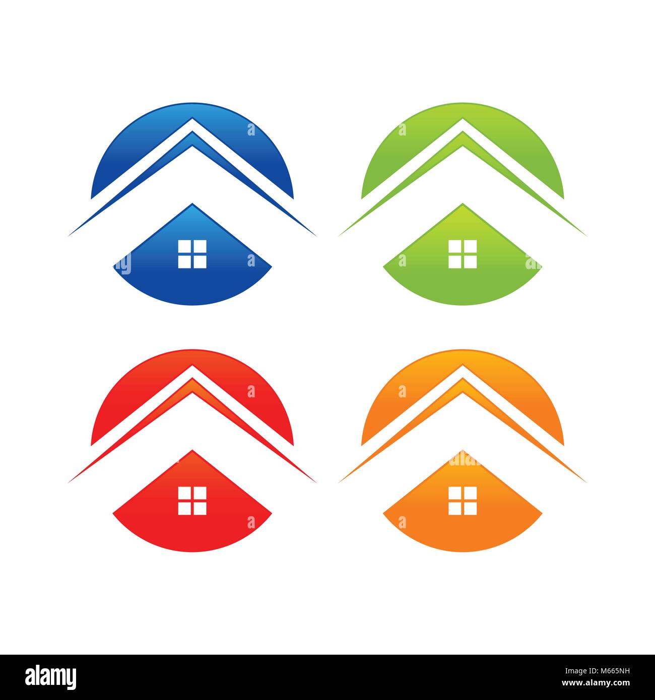 Abstract Circular Simple Home Emblem Vector Icon Symbol Graphic Logo Design Stock Vector