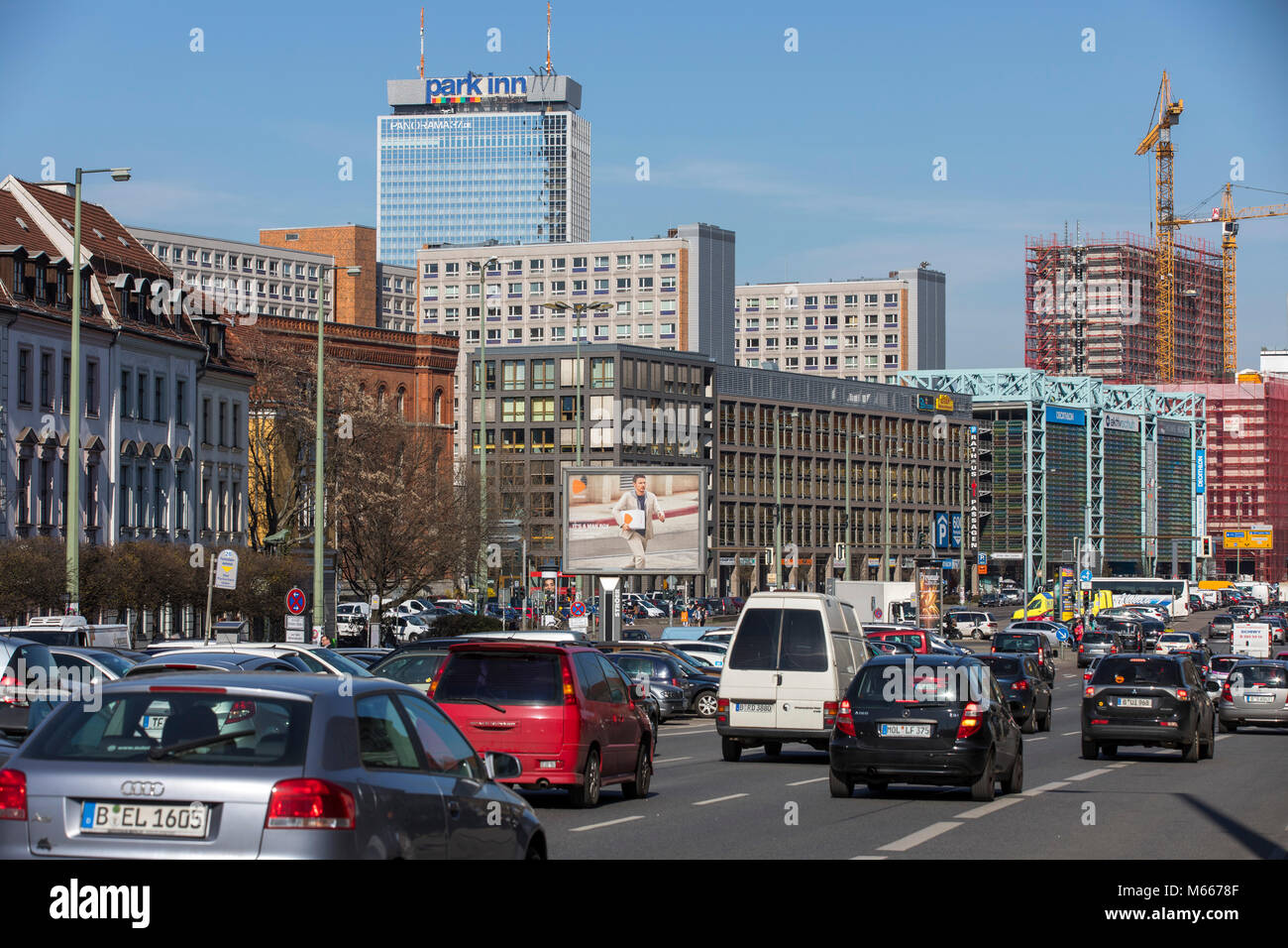 Berlin, downtown traffic on the MŸhlendamm in Berlin-Mitte Stock Photo