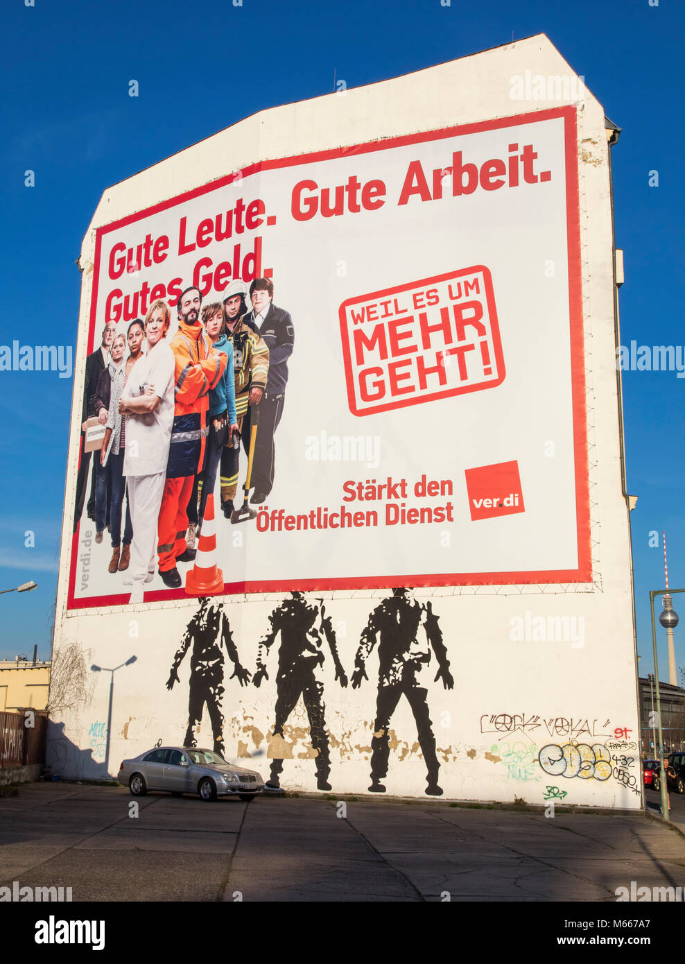 Berlin, large-scale advertising for the union VERDI, Germany Stock Photo