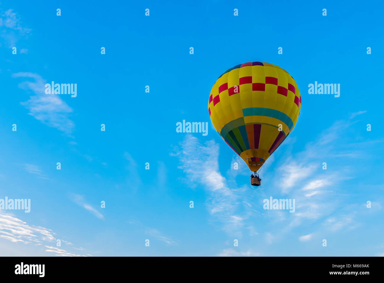 balloon colorful transport people freedom on the blue sky with cloud background Stock Photo