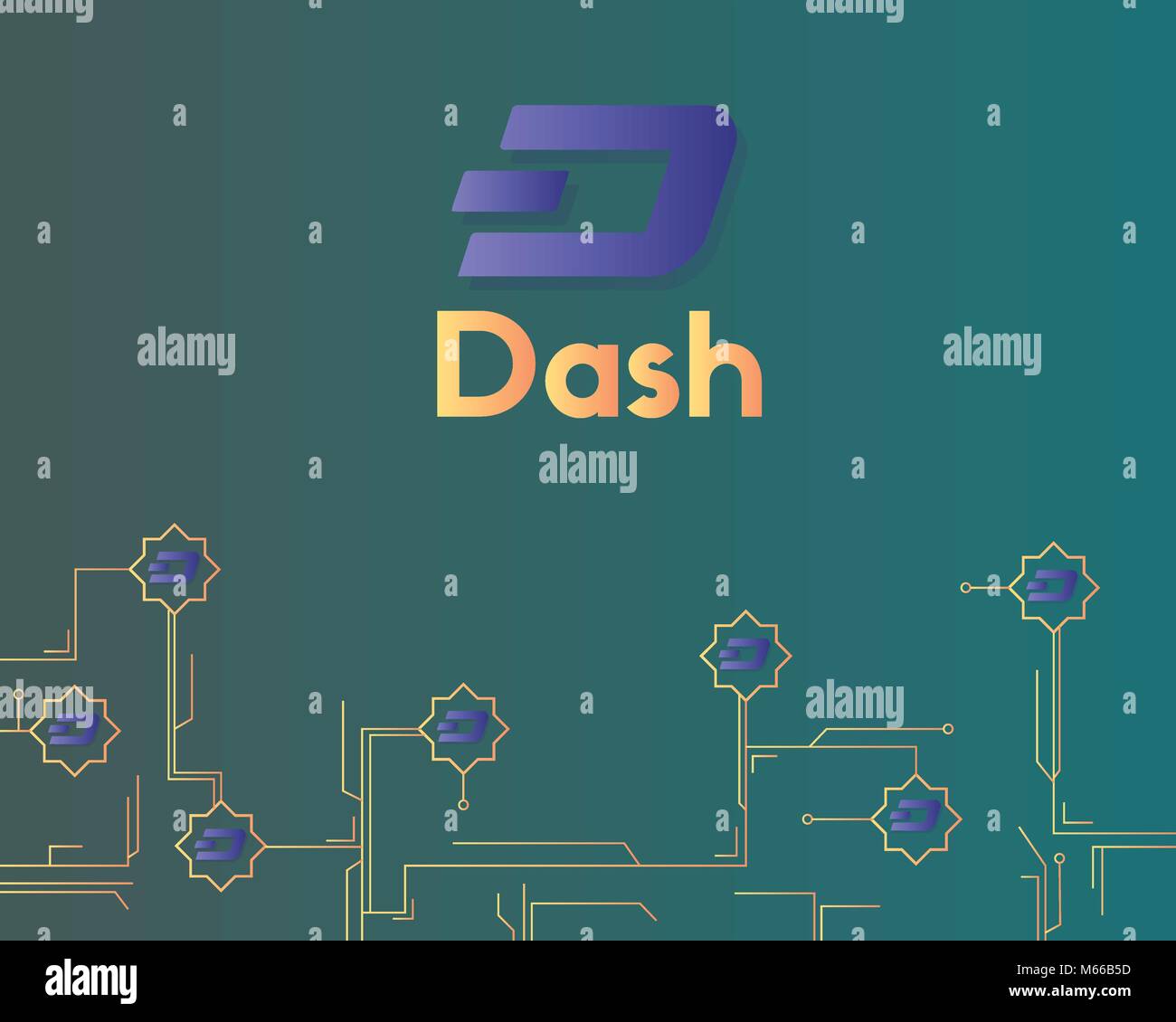 Dash blockchain technology with circuit background Stock Vector Image ...