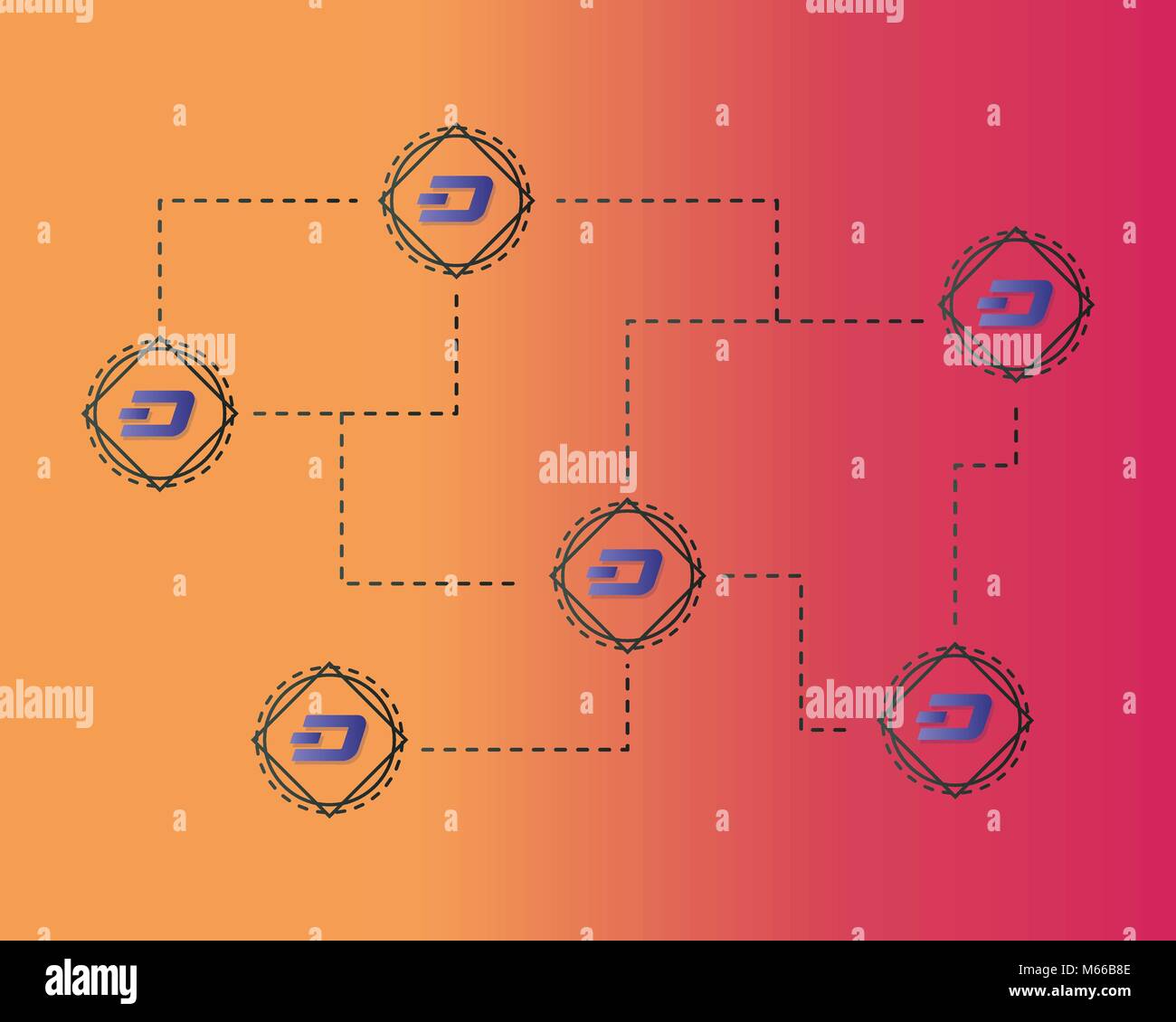 Dash blockchain technology circuit network background Stock Vector ...
