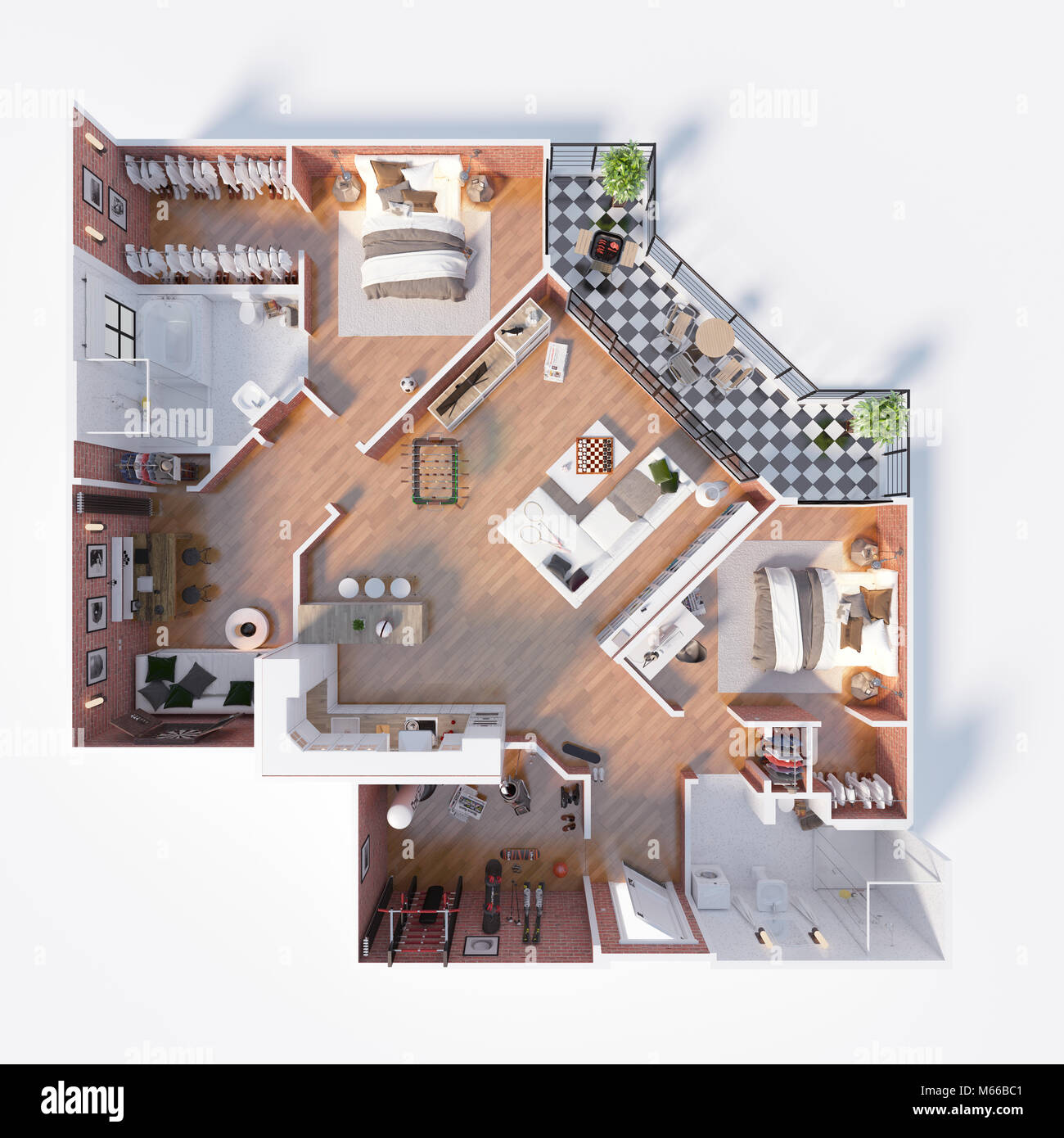 Floor Plan Of A House Top View 3D Illustration Open Concept Living floor-plan-of-a-house-top-view-3d-illustration-open-concept-living