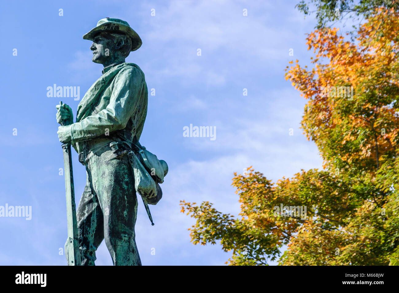 West Virginia Greenbrier County,Lewisburg,Washington Street,Confederate Soldier statue,public art,sculpture,Civil War,Union,Blue,Gray,memorial,fall co Stock Photo