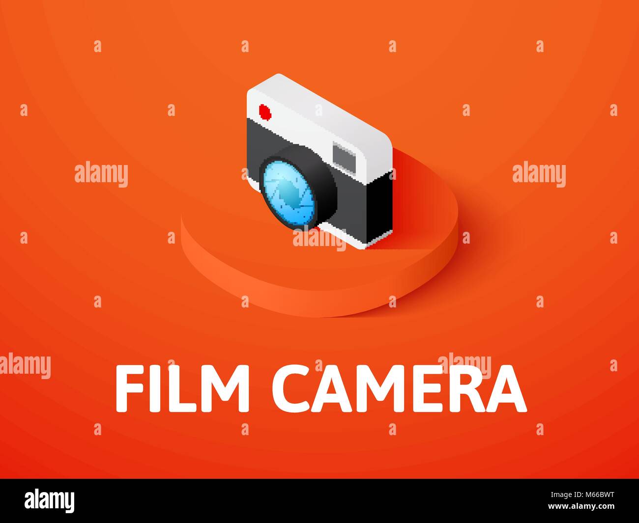 Film camera isometric icon, isolated on color background Stock Vector
