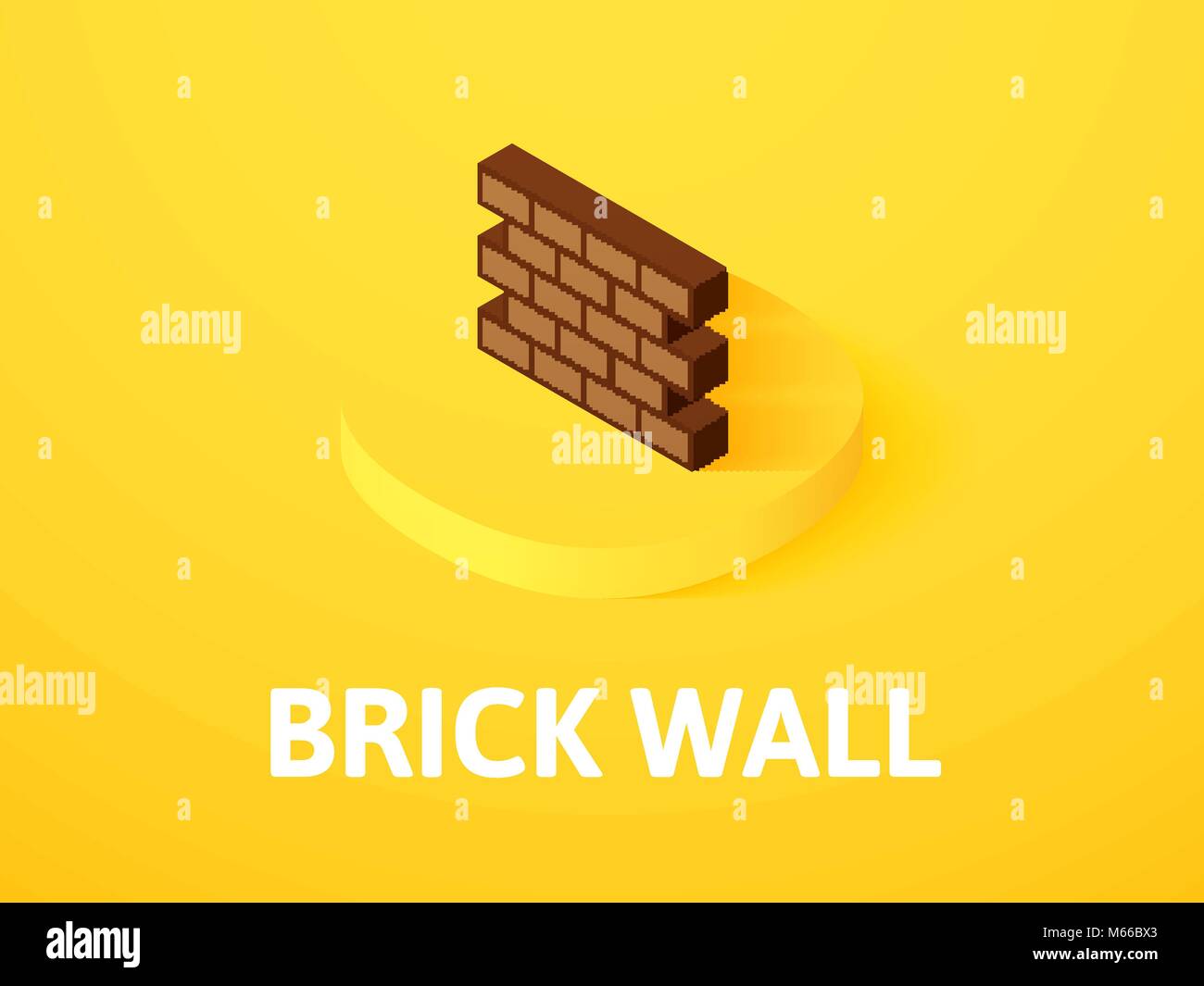 Brick wall isometric icon, isolated on color background Stock Vector