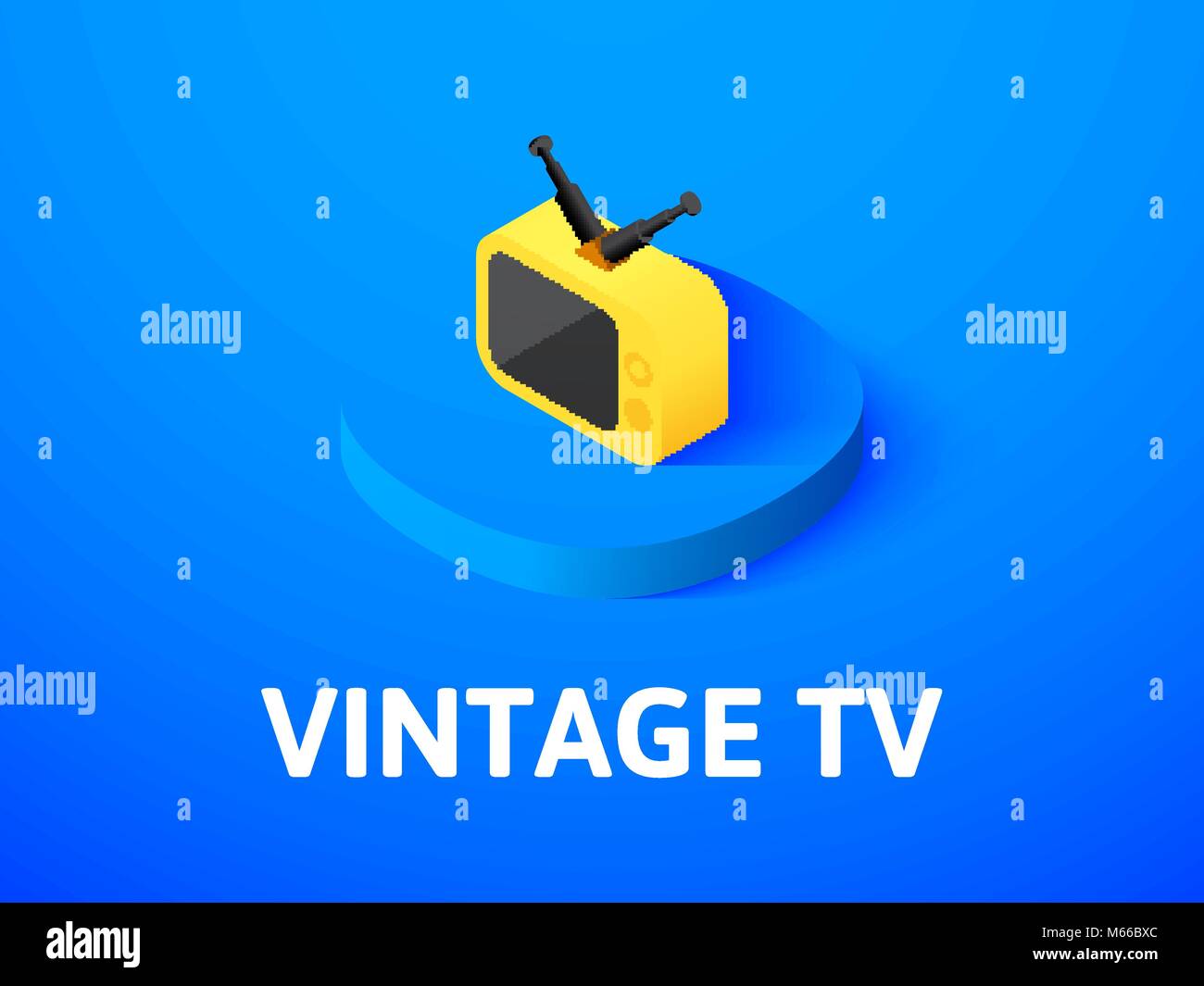 Vintage TV isometric icon, isolated on color background Stock Vector