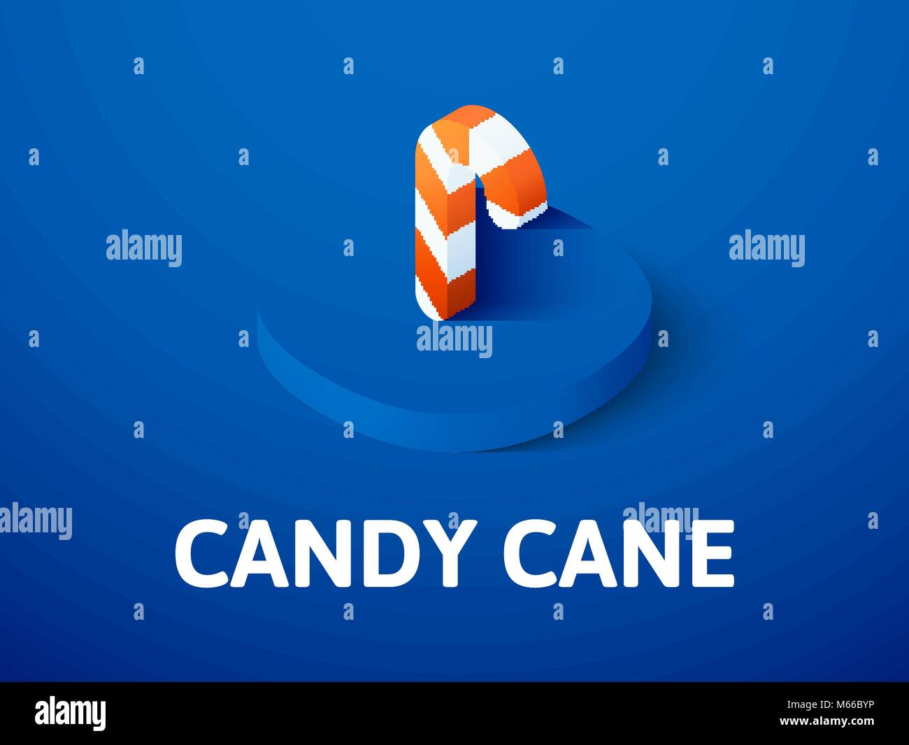 Candy cane isometric icon, isolated on color background Stock Vector