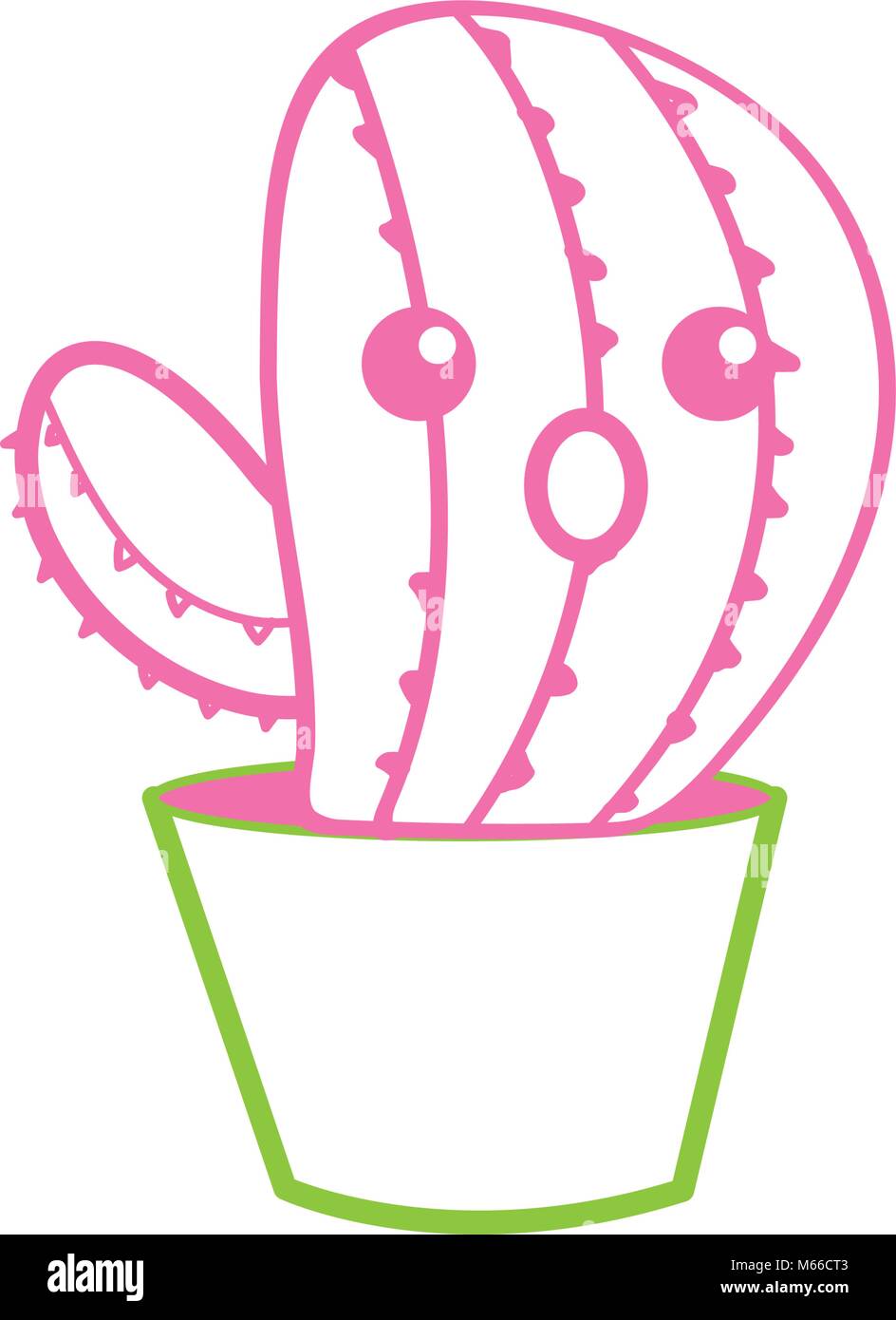 line kawaii cute funny cactus plant Stock Vector Image & Art - Alamy